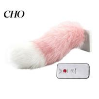 Vehicle Tail Ornament Electric Wagging for Car, Remote Control Fluffy Animal Eye-catching Decor Decor, Sound Activated Moving Fur Trunk Cosplay Anime