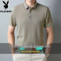 PLAYBOY Men's Ice Silk Polo Shirt XL abrikosas