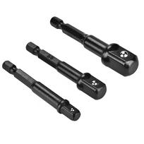 3Pcs Black Socket Adapter 1Celsius4  Hex Shank to 1Celsius4  3Celsius8  1Celsius2    Head Drill Bit Driver