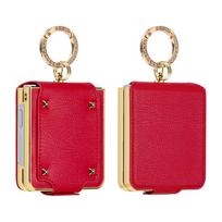VIETAO Z Flip 7 Case With Finger Ring, Plating PU Leather Phone Case For Galaxy Z Flip7 Flip6 Flip5 Flip4 Flip3 With Screen Film Galaxy Z Flip6 raudona
