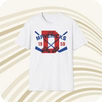 Men's and Women's T-shirts Throwbackmax Denver Mavericks 1959 Hockey Classic Cut T-Shirt XXXXL