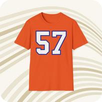 Men's and Women's T-shirts Tom Jackson #57 Denver Broncos NFL Jersey T-Shirt - Front & Back Print XS