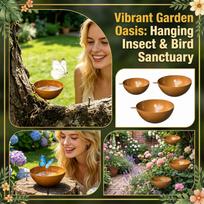 Hanging Drinking Cup Bird Feeder Ornament – Rustic 3‑Tier Cascading Bowl Set,Relaxing Bird Bath Feeder,Decorative Tiered Stat One Size