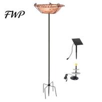 Bird Watering Station Solar Fountain Bath for Outside Cascading Powered Backyard with Metal Stake Attracts Birds Garden Patio Yard Decor Outdoor raudona