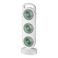 Triple Turbine USB Desk Fan with Silent Operation, 3-Speed High-Wind Cooling, White & Green