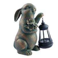 Outdoor Solar Powered Easter Rabbit Lamp Waterproof Resin Decors Celebratory Garden Rabbit Light For Festivals