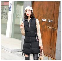 Women's Autumn Winter Slim Fit Down Cotton Vest Jacket Mid-Length Sleeveless Large Size Cotton Shoulder Pad XS juoda