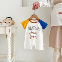 Korean Style Cartoon Summer Baby Onesie - Cute Short Sleeve Romper for Boys & Girls 80 cm balta