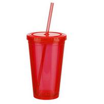 Keičiantis spalvą daugkartinis 16 OZ puodelis su LED lempute ir šiaudeliu 401-500ml raudona
