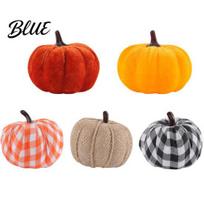 Burlap And Velvet Pumpkins 5 Pcs Fall Fabric Pumpkin Decor, Thanksgiving Farmhouse Stuffed Retro Golden Autumn Decoration, Harvest Small Faux for Home