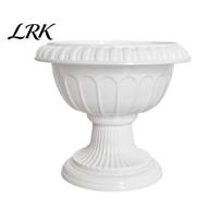 Lauko gėlių vazonas Urna, Plastikinis augalo vazonas Baltas Mažas gėlių vazonėlis su drenažo skylutėmis Urna, Elegantiškas Retro Interjero Stalo Dekoravimui Patvarus white