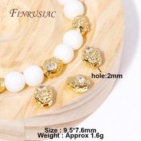 18K Gold Plated Inlay Zircon Bracelet Spacer Beads,Separators For Beads,Handmade DIY Jewelry Making Supplies Accessories 2 Pieces
