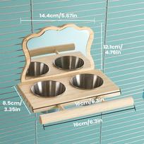 Bird Perch with Feeder Cage Parakeet Food Water Feeder Perch with Mirror Bird Bowl Feeding Dish Cups for Bird paly and Feeder