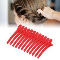 12PCS Duckbill Shape Hair Styling Clips Red Color Plastic Hair Clips  For Hairdressing