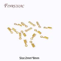 18K Gold Plated Leather Clip Connector Brass Metal Rope Fastener Crimp Fold Over Cord End Cap For DIY Jewelry Making Supplies 50 Pieces