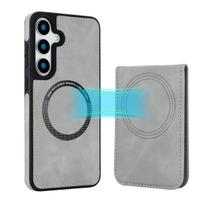 For Samsung Galaxy S25 Edge S24 FE S23 Ultra S22 Plus A36 A17 A26 A16 A55 A35 A15 A54 Magnetic Phone Case Leather Wallet Cover Galaxy A13 5G pilka spalva