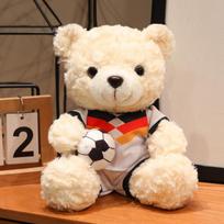 16/23cm Football Game Plush Teddy Bear Sitting Doll Dressed White Brown Countries Cartoon Animal Mascot Souvenir Plushie Gift 16cm