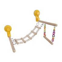 Portable Bird Playground Wooden Perch Gym Ladder Suction Cup Stand for Parrots Cockatiel Budgie Shower Window