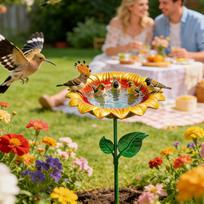 Bird Baths For Outdoors Metal Sunflower Water Feeder Tall Bird Bath Outdoor Decor For Hummingbird Finch Chickadee Bee Butterfly China Mainland