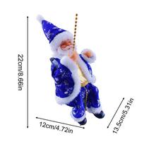 Climbing Santa On Rope Christmas Musical Light Up Santa Decor Hangable Santa Ornament For Kids Adults Home Holiday Front Door mėlyna