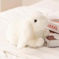 Cute White Plush Rabbit Toy With Long Floppy Ears And Black Eye Soft Stuffed Kawaii Bunny Cuddly Sweet Home Collectible 18cm balta