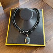 2pcs/Guardian Necklace Obsidian and Black Onyx Beaded Pendant Necklace for Men and Women Protection and Grounding Jewelry 14.96and18.31inch juoda
