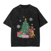 FNAF At Freddys Mens T Shirts Washed  Vintage Tee Shirt Short Sleeve Crew Neck TShirt Pure Cotton Birthday Present Clothing S