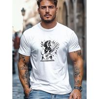 European Size  Men'S T-Shirt, Easy And Clean, Easy Casual, Men'S Dog Playing Guitar Pattern Summer Casual Round Neck Short Sleeve T-Shirt S balta