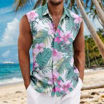 Men's Casual Hawaiian Sleeveless Vest L karšta rožinė spalva