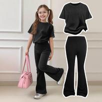 Infant Baby Girls Boys Loose T-shirt+Pants Print Outfits Set 100 juoda