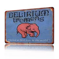 Room Decor  Delirium Tremens Vintage Metal Tin Sign Retro Beer Themed Iron Wall Art Square Hanging Decor for Home Bar Man Ca 20x30cm（7.8x11.8inch） brown