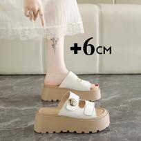 High-top Flip-flops for Women, New Style, Velcro Fastening, Casual Beach Shoes 35 smėlis