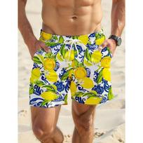 Men's Essential Casual Shorts Outdoor Wear Fresh Lemon 3D Printed Shorts Loose Casual Breathable Cool Summer Versatile Shorts S