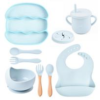 9 vnt / rinkinys kūdikių maitinimo silikoninė voverė kūdikių maisto papildas dubuo kūdikių šakutė šaukštas lėkštė vaikiški žaislai 9pcs