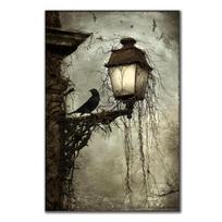 Vintage Black Crow Lamp Canvas Paintings Halloween Posters and Prints Wall Art Pictures for Living Room Wall Decoration Cuadros 21x30cm No Frame