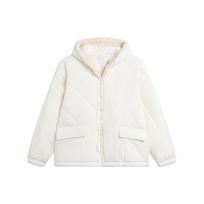 Li Ning X League Of Legends Poro Series Solid Color Faux Lamb Wool Loose Short Cotton Jacket Women jackets Off-White AJMT312-1 XL white