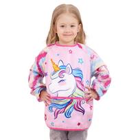 Art Smock Vaikams Prijuostės berniukams ir mergaitėms Vandeniui atsparus mažylio piešinys Art Smock Piešinys vaikams ilgomis rankovėmis ir 3 kišenėmis One Size white