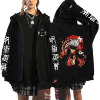 Women Men Anime Zip Hoodies Jujutsu Kaisen Plus Size Zipper Jackets Gojo Satoru Printed Sweatshirt Y2k Harajuku Unisex Hooded S