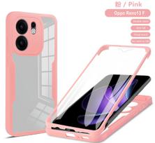 For OPPO Reno13 F 4G 5G 360 Phone Case Full Coverage Protection Screen Protector Camera Lens Bumper Shell Funda 360 protective case&Oppo Reno13 F 4G rožinė
