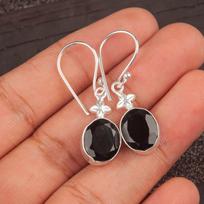 Black Onyx Gemstone 925 Solid Silver Jewelry Handmade Earrings 1.30  For Wedding EE-6-17