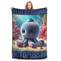 Blueberrinni Octopussini Italian Brainrot Meme Plush Blankets Flannel Throw Blanket For Couch Bed Super Warm Bedspread Gift Idea 30x40in