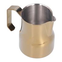 Milk Frothing Cup Stainless Steel Potbellied Fancy Coffee Frothing Jug Pitcher for Home Office(Gold 350ml)