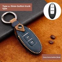 Genuine Leather Key Cover for Nissan X-Trail Qashqai Sentra Altima Bluebird Kicks Versa Durable Protection