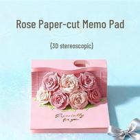 2026 Rose 3D Pop-Up Memo Pad: Creative Paper Sculpture & Tearable Sticky Notes Gift ryškiai rožinė