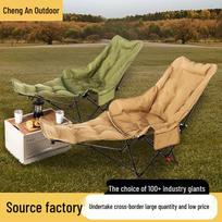 Dual-Use Portable Outdoor and Office Recliner Chair for Sitting and Sleeping 4-Level Leg Support Padded Green