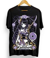 Anime Genshin Impact Raiden Shogun Juodi Marškinėliai Dydis S - 5XL Unisex Marškinėliai S