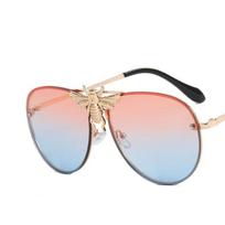 Luxury Brand Designer Oversized Pilot Big Bee Sunglasses Women For Men Popular Vintage Sun Glasses Punk Metal Eyeglasses UV400 As The Picture