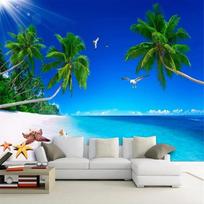 3D Jūros Vaizdo Tapetai Kokoso Lukšto Peizažas Sienų Freska Svetainė TV Sofa Miegamasis 3D Freskos 200 cm(W) x 140 cm(H)