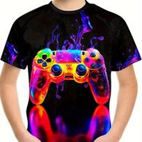 T-Shirts for Boys Short Sleeve 3D Gamepad Print Kids Summer Clothes Casual Fashion O-Neck Boys Tshirt Tops Children's Clothing 100