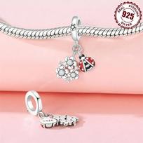 Authentic copper Lucky Fourleaf Shamrock Horseshoe Red Ladybug Snail Charm Bead Charms Bead Charms Pendant Compatible With Bracelets Gift Do It Yours